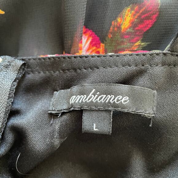 Ambiance Black Floral Maxi Romper Women’s L Whimsigoth Witchy Boho Festival - Picture 5 of 11